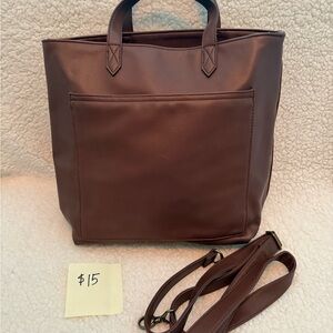 Thirty-One Chocolate Brown Tote with Detachable Strap